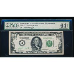 1928A $100 Boston Federal Reserve Note PMG 64EPQ