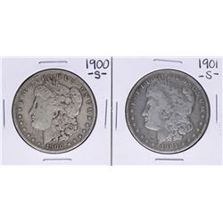 Lot of 1900-S & 1901-S $1 Morgan Silver Dollar Coins