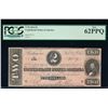 Image 1 : 1864 $2 Confederate States of America Note PCGS 62PPQ