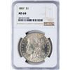 Image 1 : 1887 $1 Morgan Silver Dollar Coin NGC MS64