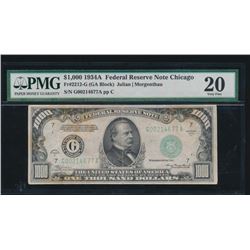 1934A $1000 Chicago Federal Reserve Note PMG 20