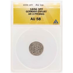 1656 Germany-Erfurt AR 3 Pfennig Coin ANACS AU58