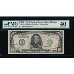 1934A $1000 Chicago Federal Reserve Note PMG 40