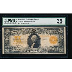 1922 $20 Gold Certificate PMG 25