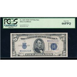 1934C $5 Silver Certificate PCGS 66PPQ