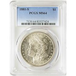 1881-S $1 Morgan Silver Dollar Coin PCGS MS64