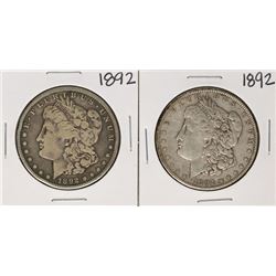 Lot of (2) 1892 $1 Morgan Silver Dollar Coins