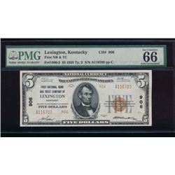 1929 $5 Lexington National Bank Note PMG 66EPQ