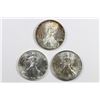 Image 1 : THREE GEM BU AMERICAN SILVER EAGLES