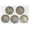 Image 2 : 5 WALKING LIBERTY HALF DOLLARS
