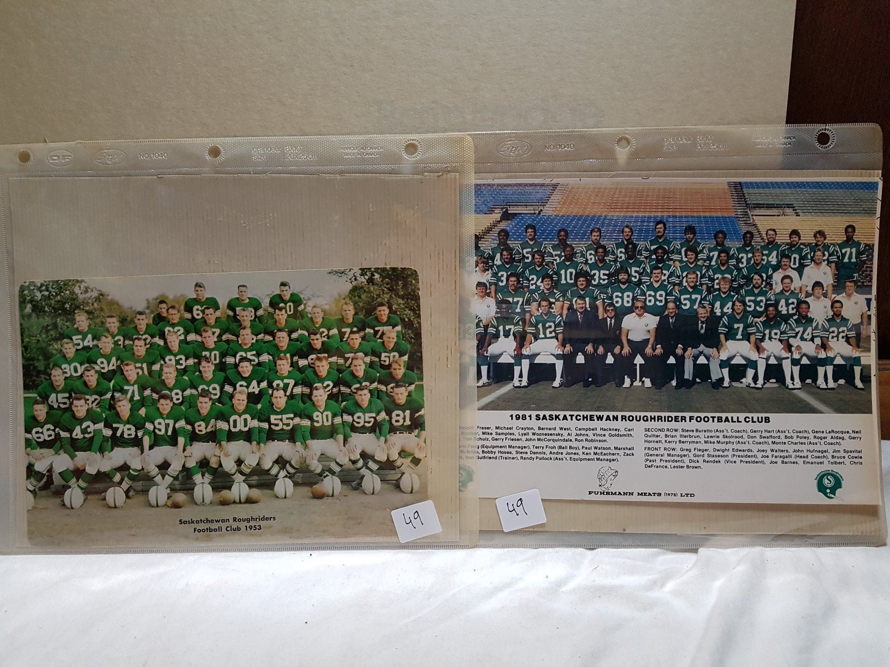 Old Saskatchewan Rough Rider SASK ROUGHRIDERS TEAM PHOTOS (1953 AND 1981)