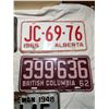 Image 3 : LOT OF ASSORTED LICENSE PLATES (BC, ALTA, SASK)