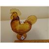 Image 1 : AMBER GLASS ROOSTER SCARCE MATCHES NESTING HEN