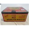 Image 2 : WORLD NAVY TOBACCO TIN (7.25" X 6.5" X 3.25")