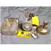 Image 1 : LOT OF MISC COLLECTABLES (BURNER, FOOD TRAYS, LANTERN & PARTS)