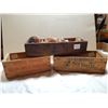 Image 1 : LOT INCLUDING 2 WOODEN CHEESE CRATES AND MILK CAPS IN A BOX