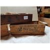 Image 2 : LOT INCLUDING 2 WOODEN CHEESE CRATES AND MILK CAPS IN A BOX