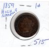 Image 2 : 1859 N9 HIGH 9 LARGE CENT (CANADA)