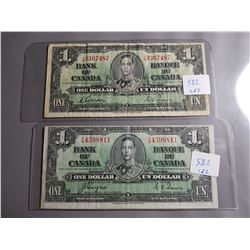 TWO (2) 1937 $1 BILLS - TWO DIFFERENT SIGNATURES