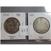 Image 1 : 1941 AND 1929 SILVER 50 CENT COINS