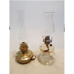 2 VINTAGE COAL OIL FINGER LAMPS