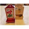 Image 2 : 2 MATCHBOX HOLDERS, WOODEN AND TIN, OLD