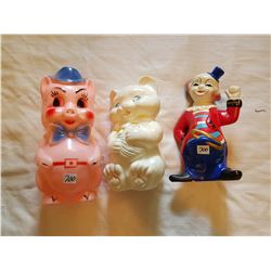 2 REGAL PIGGY BANKS AND CLOWN PIGGY BANK (LARGE SIZE)