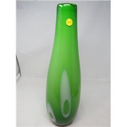 GREEN WITH WHITE DOTS VASE (BASE 4", 18.5"T)