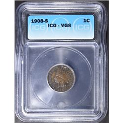 1908-S INDIAN CENT, ICG VG-8