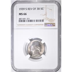 1939-S REV OF 38 JEFFERSON NICKEL, NGC MS-66
