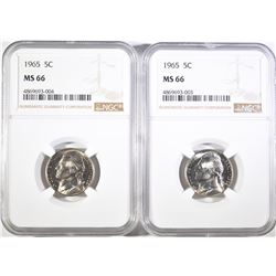 (2) 1965 NICKELS NGC MS-66