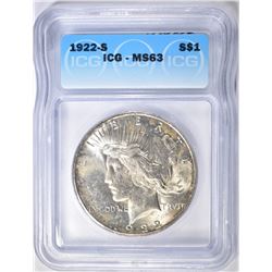 1922-S PEACE DOLLAR, ICG MS-63