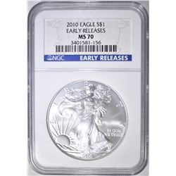 2010 AMERICAN SILVER EAGLE, NGC MS-70