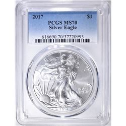 2017 AMERICAN SILVER EAGLE, PCGS MS-70