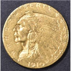 1910 $2.5 GOLD INDIAN AU