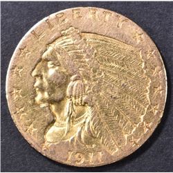 1911 $2.5 GOLD INDIAN AU