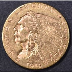 1912 $2.5 GOLD INDIAN AU