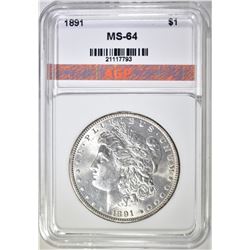 1891 MORGAN DOLLAR, AGP CH/GEM BU