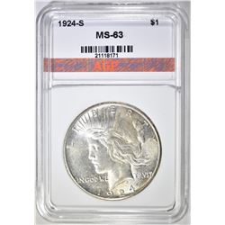 1924-S PEACE DOLLAR, AGP CH BU