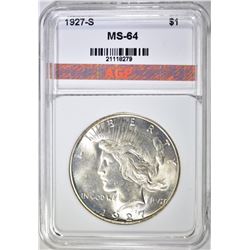 1927-S PEACE DOLLAR, AGP CH/GEM BU