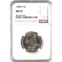 1980-P SBA DOLLAR, NGC MS-67