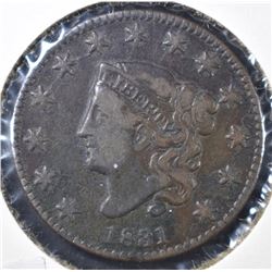 1831 LARGE CENT, VF+