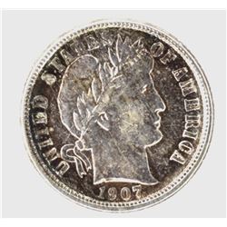 1907-O BARBER DIME  AU++
