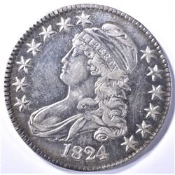 1824 BUST HALF DOLLAR, AU