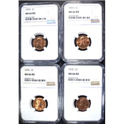 4 -NGC MS66RD LINCOLN CENTS: 2-1973,