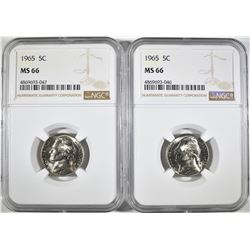 (2) 1965 NICKELS NGC MS-66