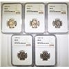 Image 1 : 5 - 1950 D JEFFERSON NICKELS NGC MS65
