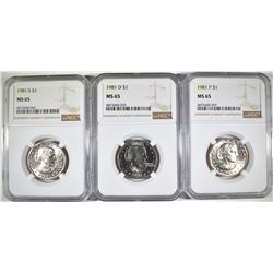 1981 P-D&S S.B.A. DOLLARS, NGC MS-65