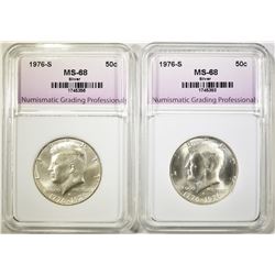 2 - 1976-S SILVER KENNEDY HALF DOLLARS