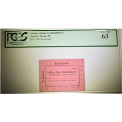 $1 COMMISSARY SCRIP 1890 LOCKHART SHOALS